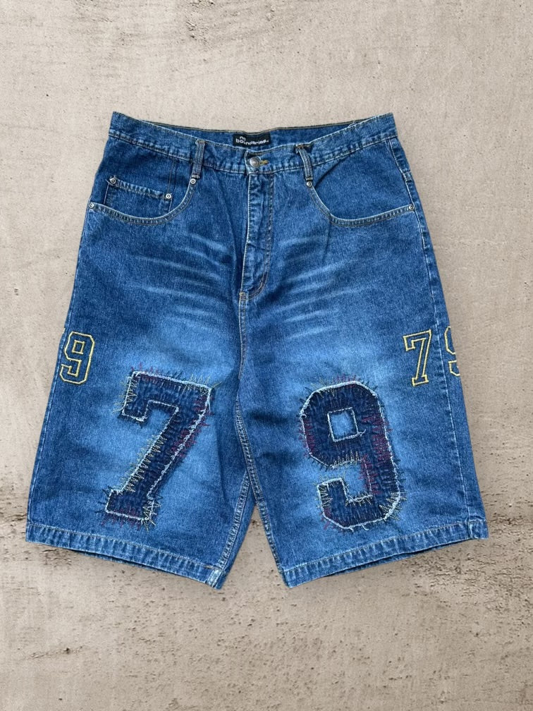 00s No Boundaries Varsity Baggy Denim Shorts - 36