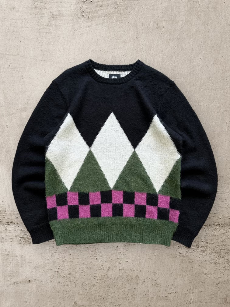 Stussy Argyle Mohair Sweater - Large
