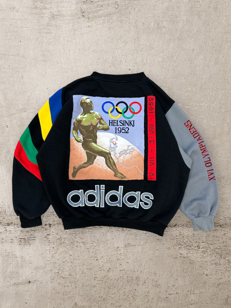 90s Adidas Multicolor Color Block Stockholm 1956 Olympics Crewneck - Medium