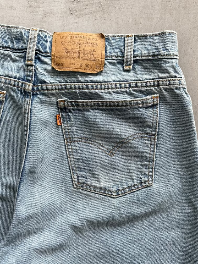 90s Levi’s 560 Orange Tab Denim Shorts - 34