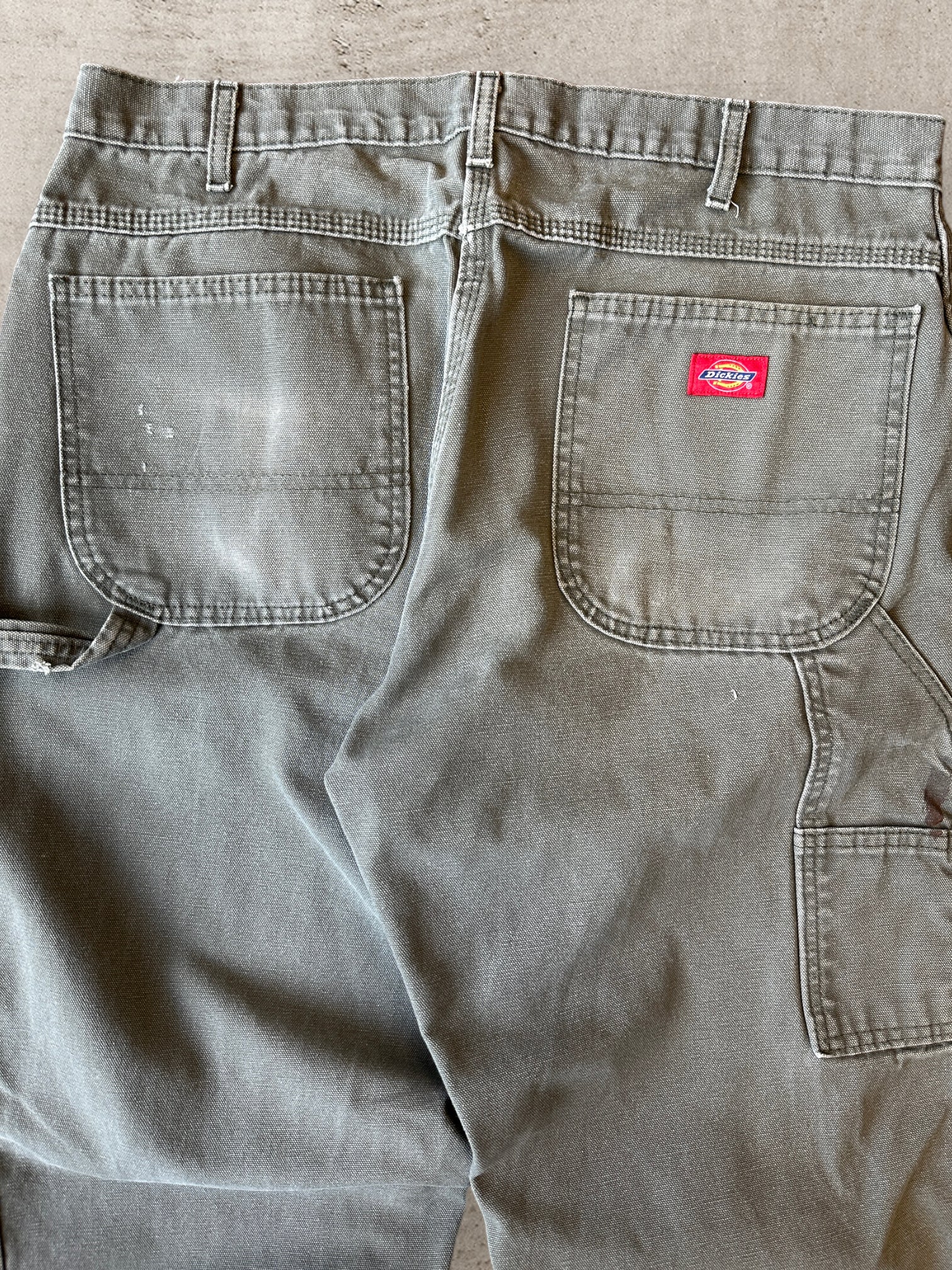 00s Dickies Olive Green Faded Carpenter Pants - 35x33