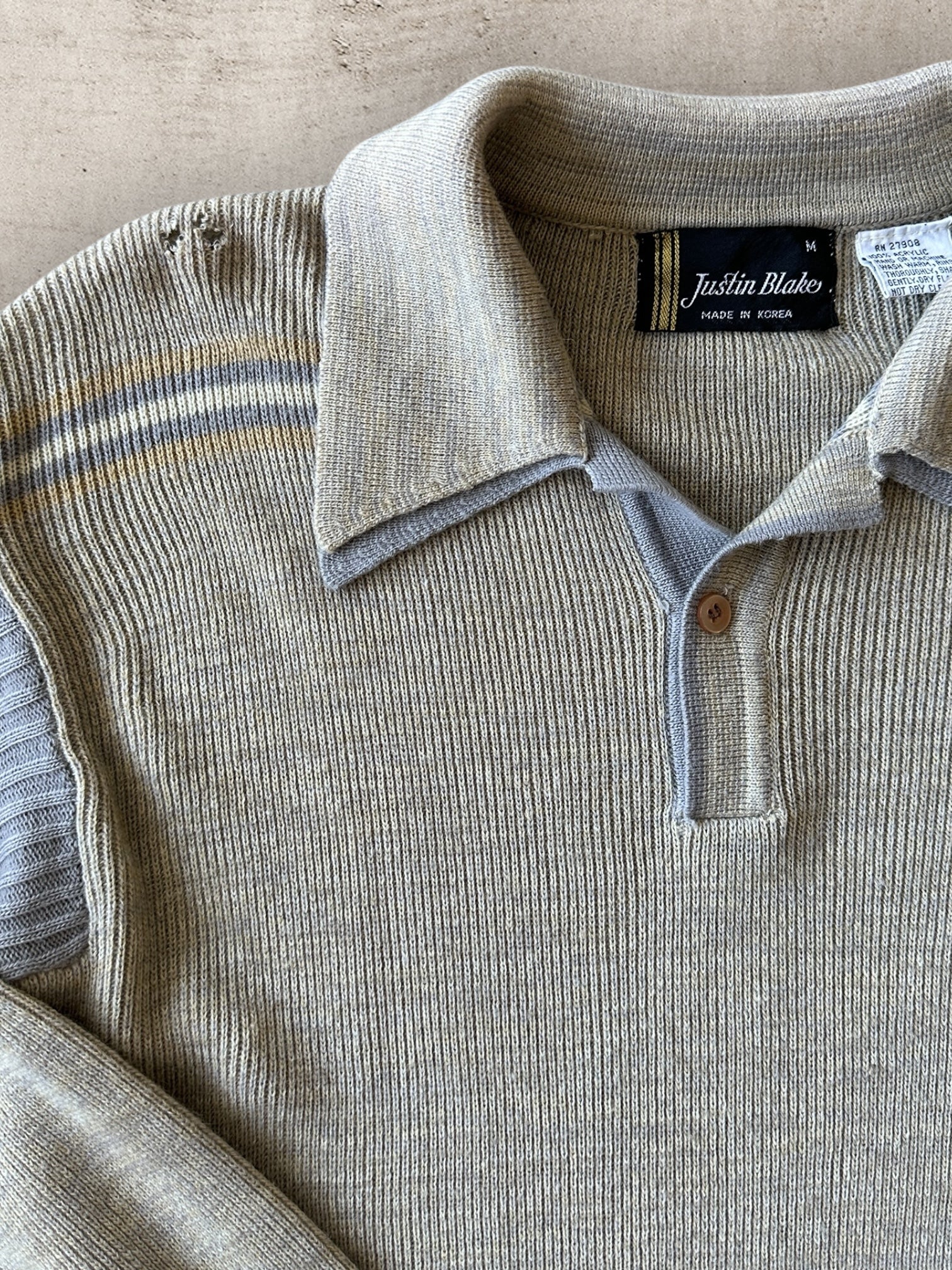 80s Justin Blake Double Collar Knit Sweater - Medium