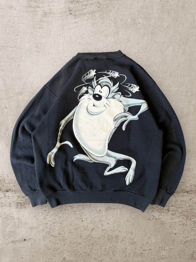 90s Looney Tunes Spinning Taz Faded Crewneck - Large