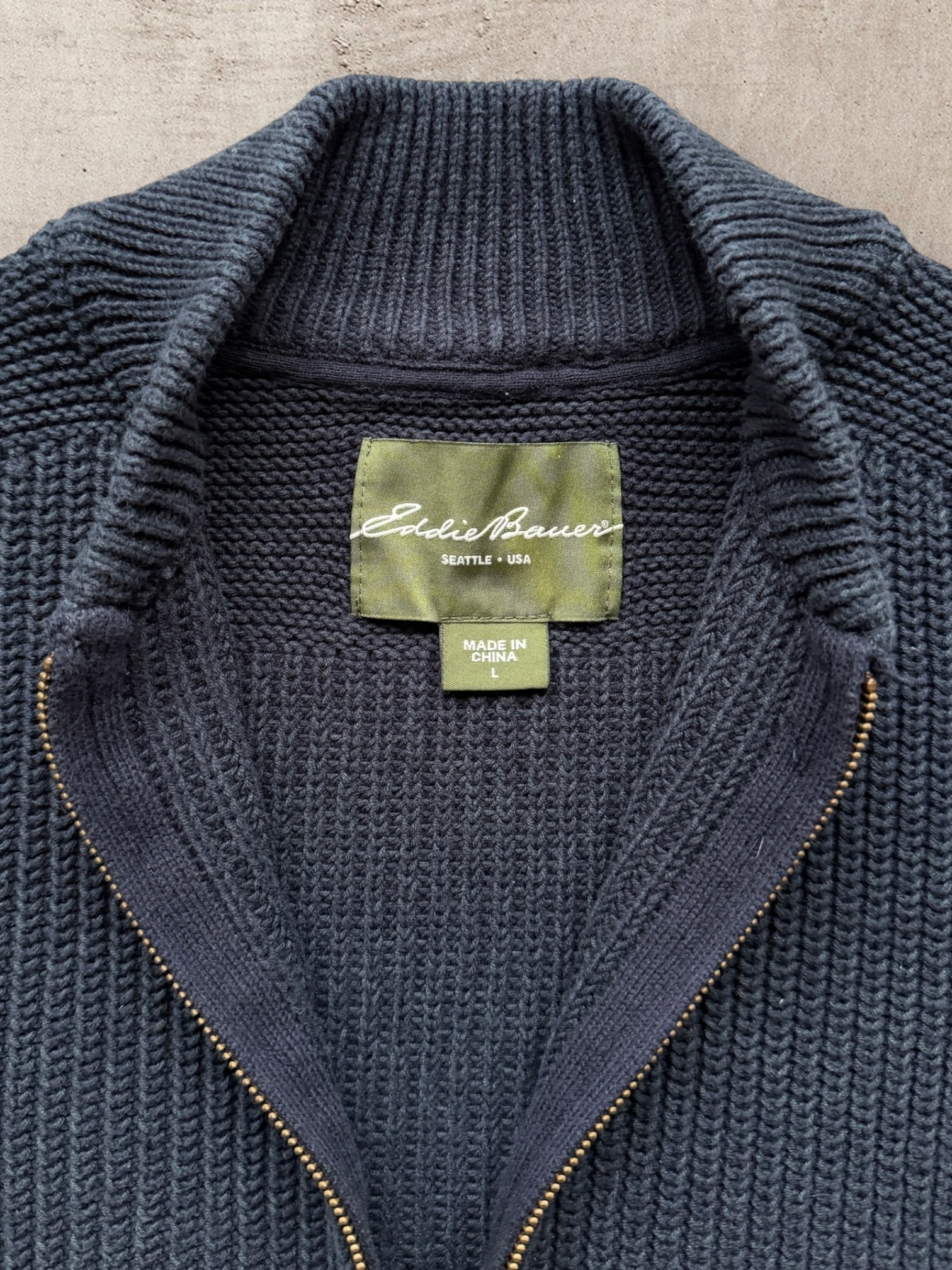 00s Eddie Bauer Zip Up Knit Sweater -Large