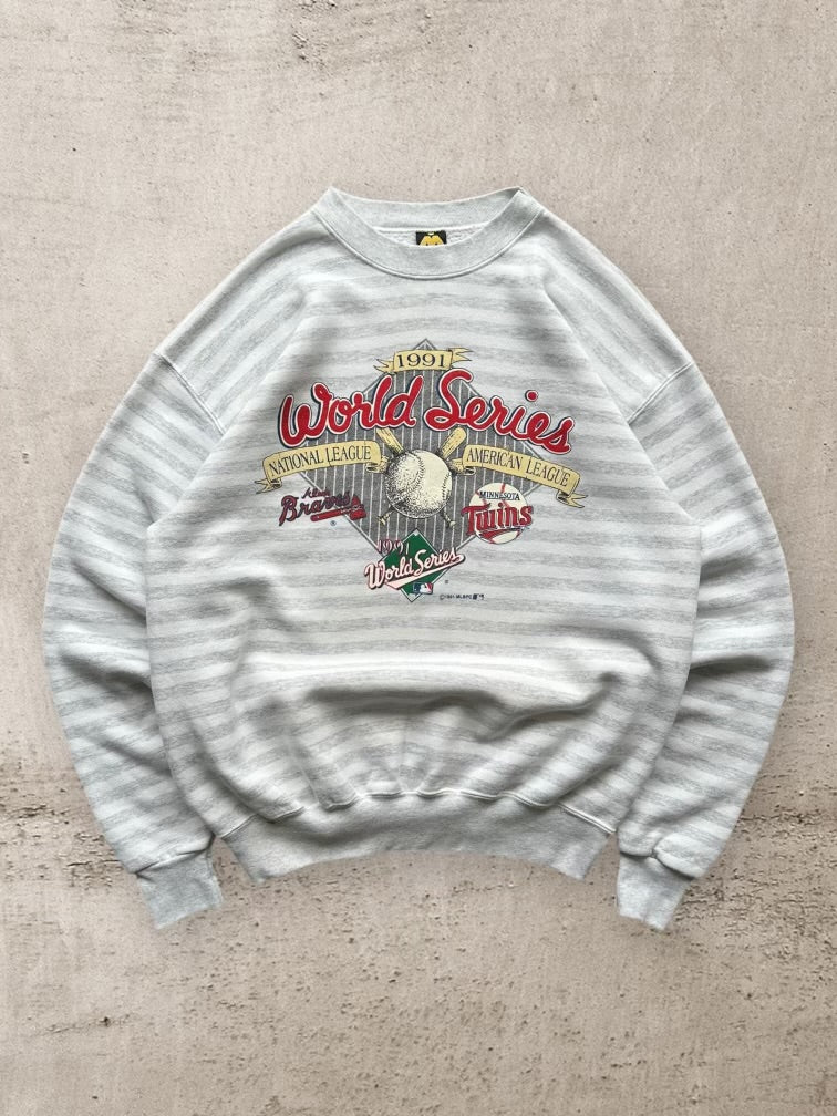 90s Braves vs Twins World Series Striped Crewneck - XL