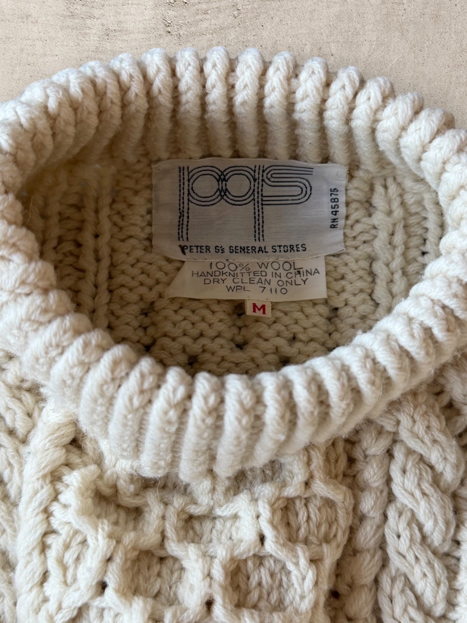 80s Handknitted Wool Sweater - Small