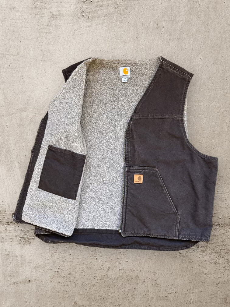 00s Carhartt Sherpa Lined Brown Vest - XL