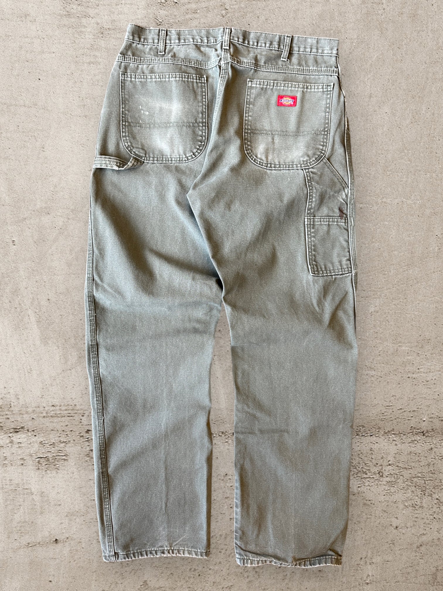 00s Dickies Olive Green Faded Carpenter Pants - 35x33
