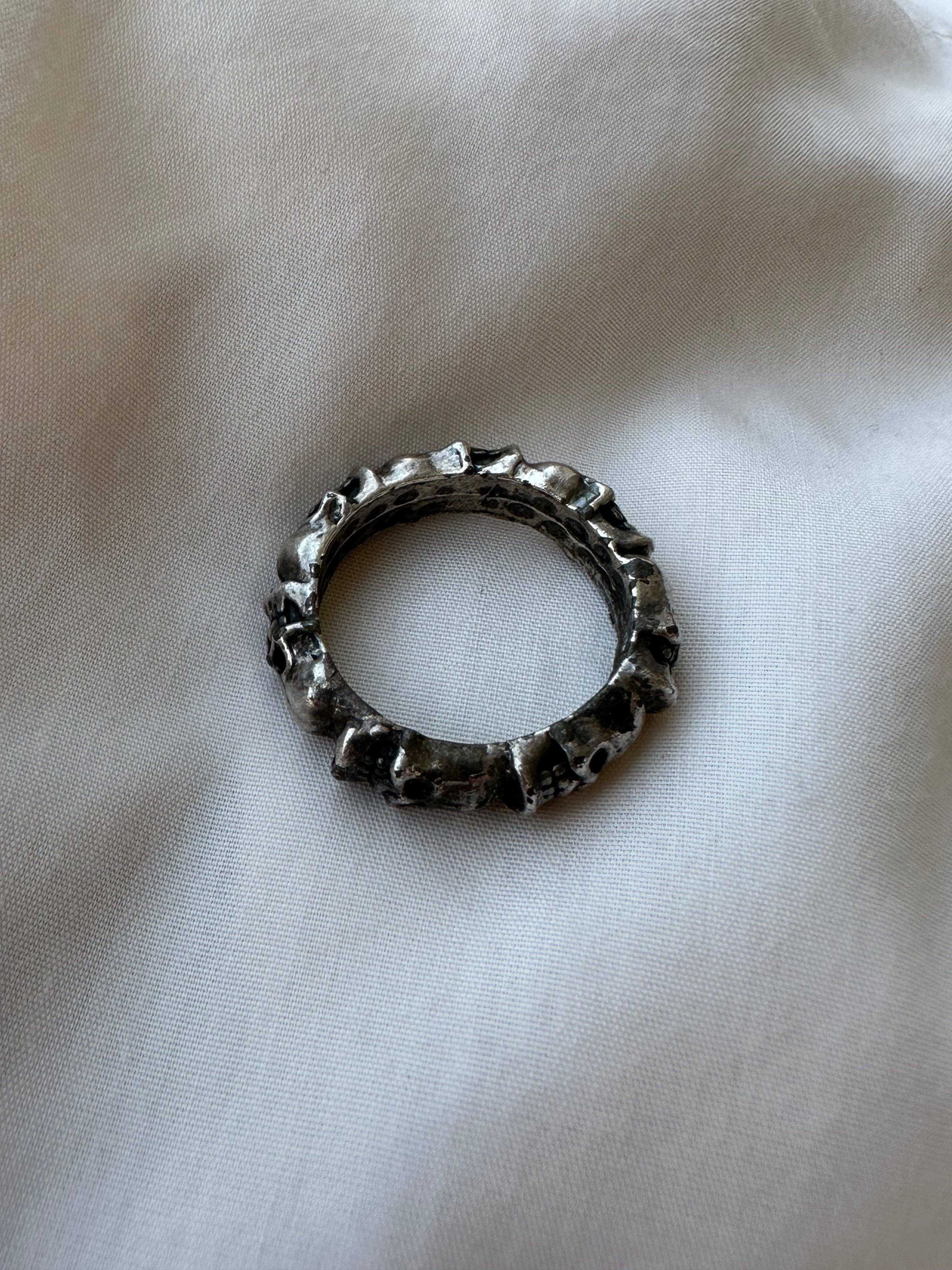 1980s Circle of Skulls Biker Ring Size 11