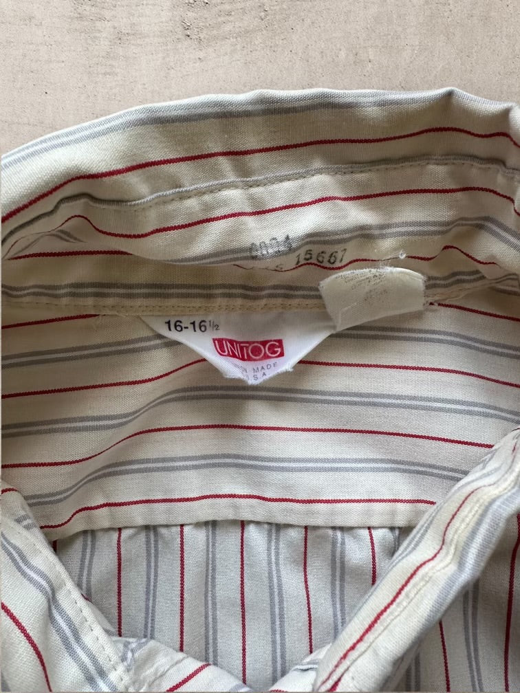 80s Budweiser Uniform Striped Button Up Shirt - XL