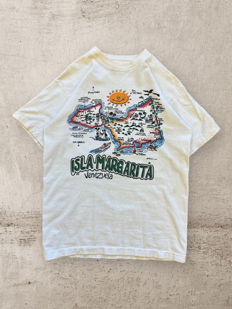 90s Isla Margarita Map T-Shirt - Small