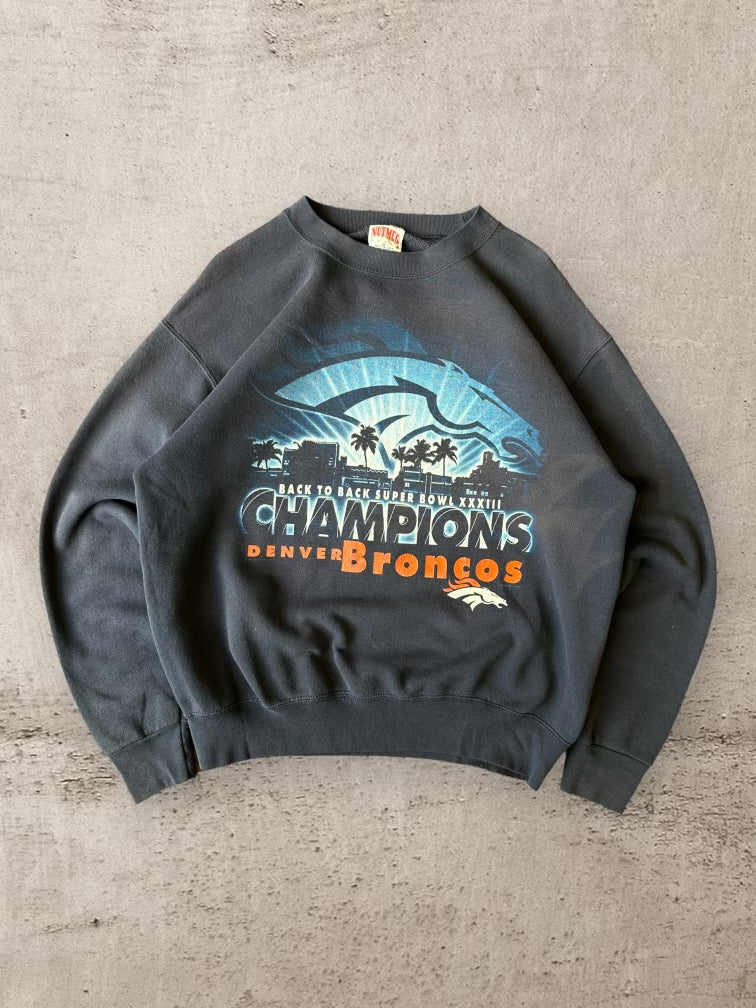 90s Nutmeg Denver Broncos Back to Back Champions Crewneck - XL