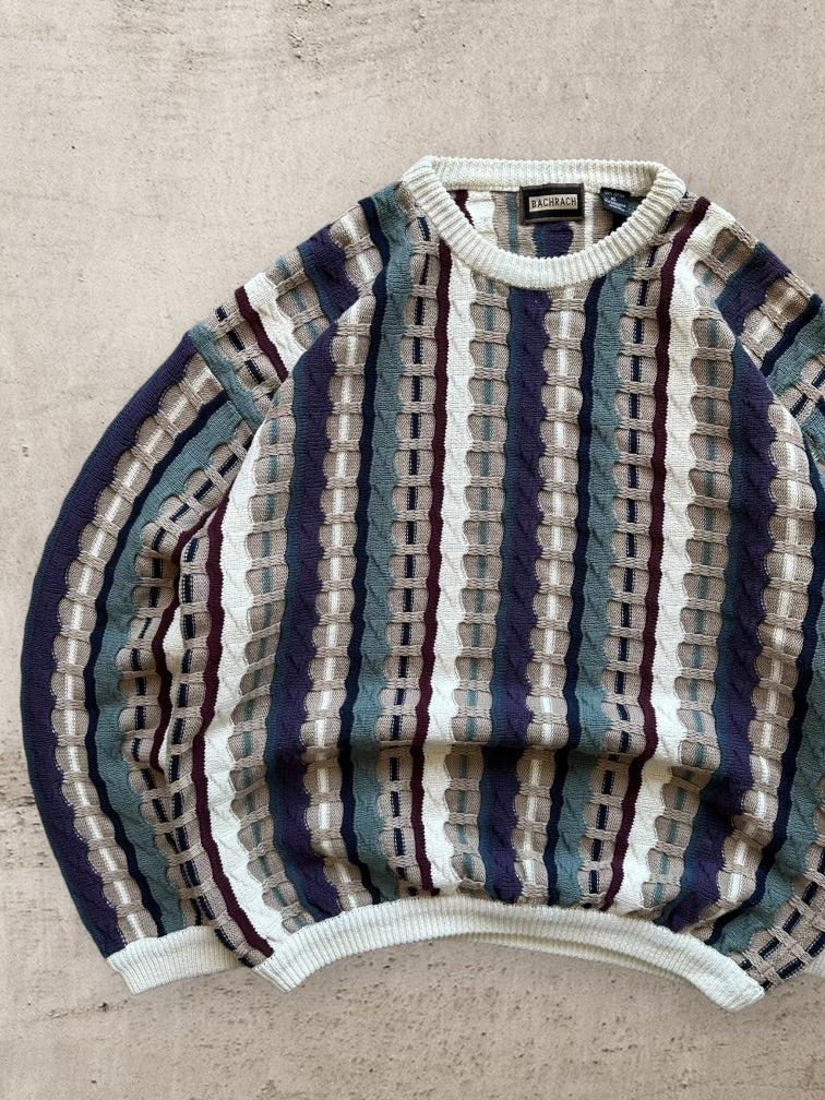 90s Bachrach Multicolor Knit Sweater - XL