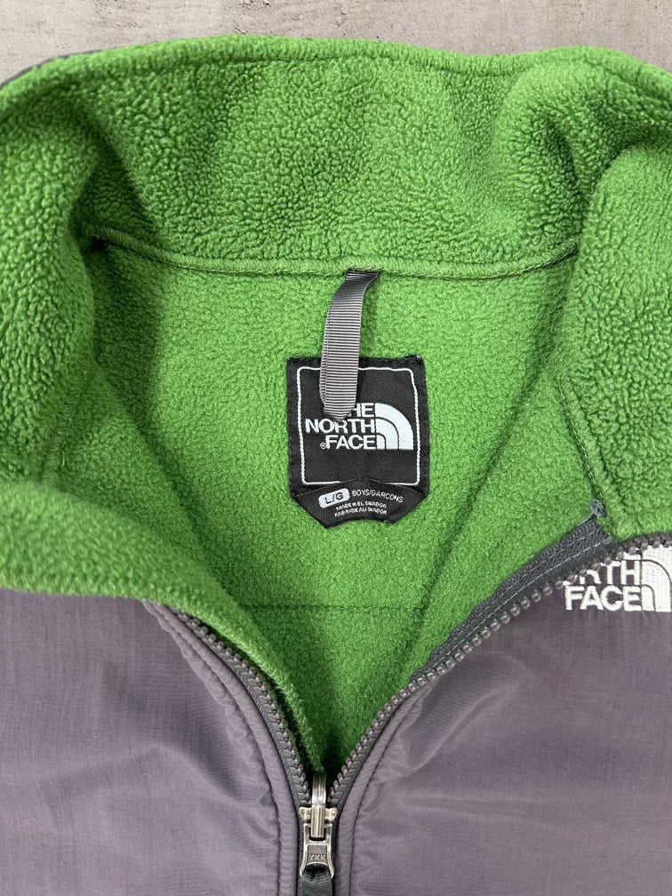 00s The North Face Green & Grey Fleece - Youth Medium