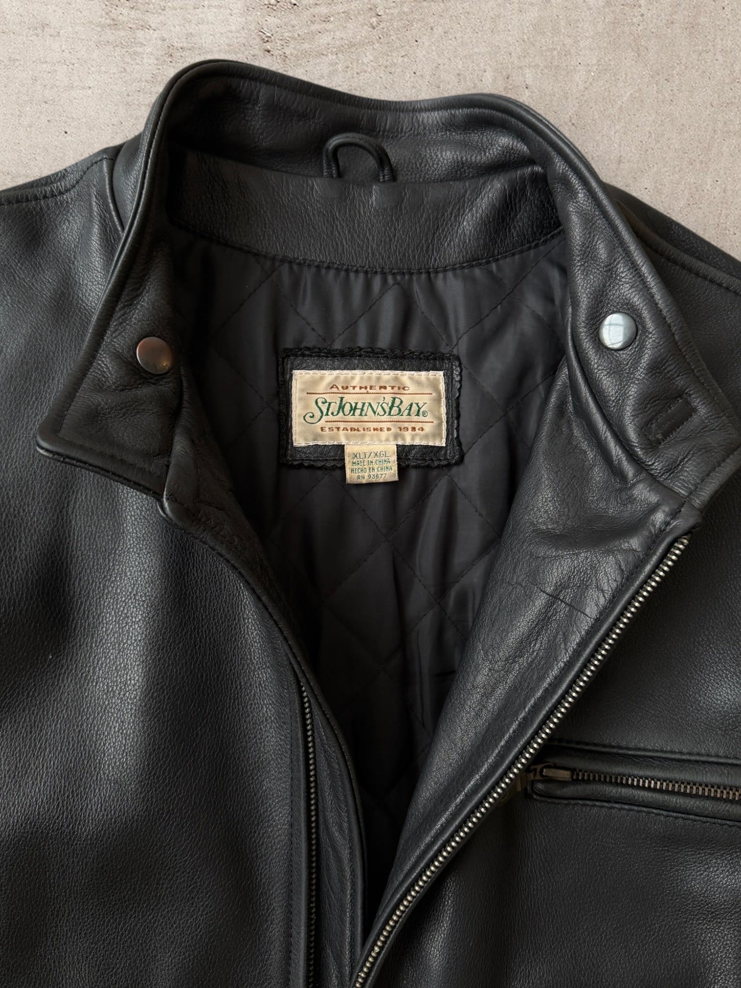 St. John’s Bay leather jacket 90s 90s St. John's Bay Leather Moto Jacket - XLT – The Juncture