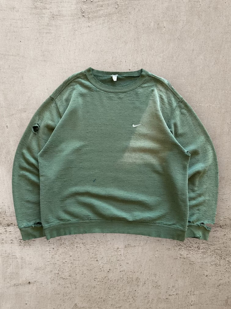 90s Nike Faded & Distressed Mini Swoosh Crewneck - XL