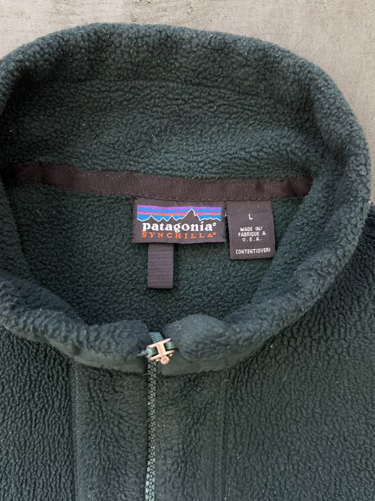 90s Patagonia Forest Green Full Zip Synchilla Fleece - Large – The 90s Patagonia Forest Green Full Zip Synchilla Fleece - Large – The