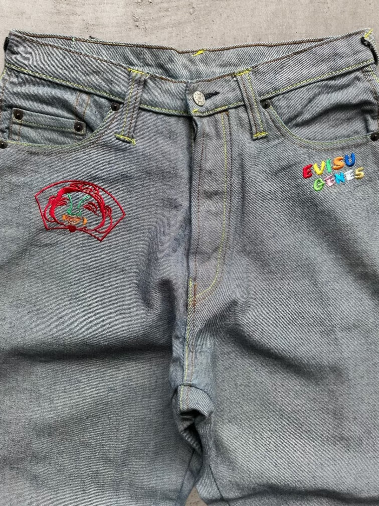 00s Evisu Genes God Patch Baggy Denim Jeans - 32x28-32