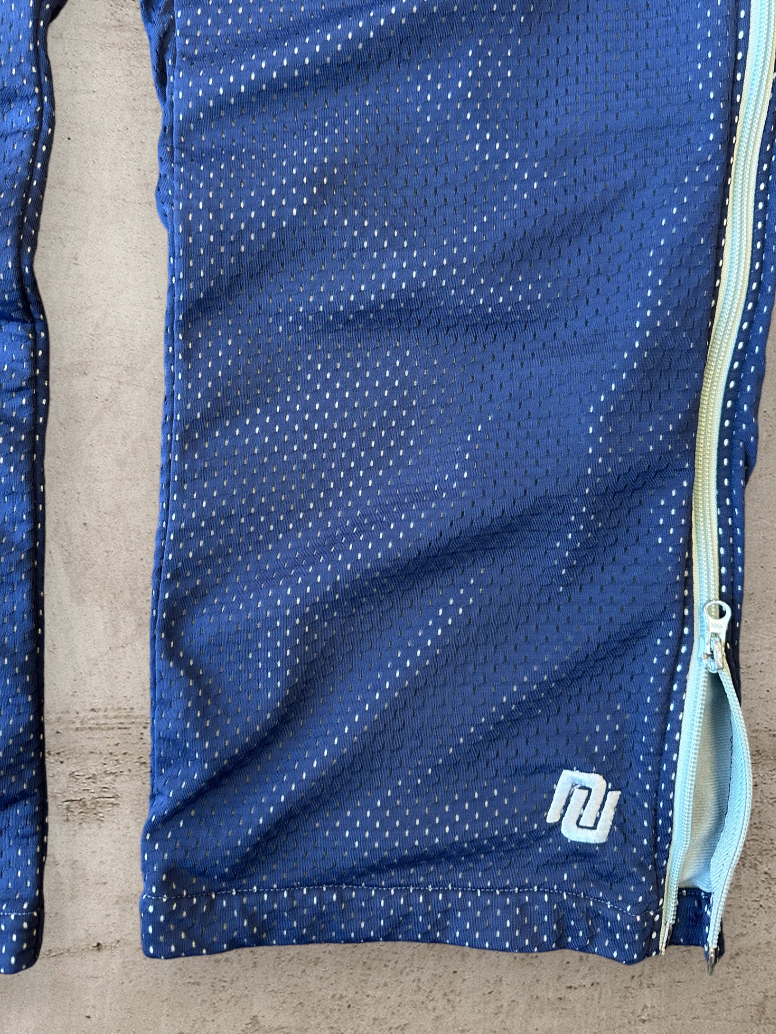 90s Nike Navy Blue & Teal Side Zip Mesh Pants - 32x31