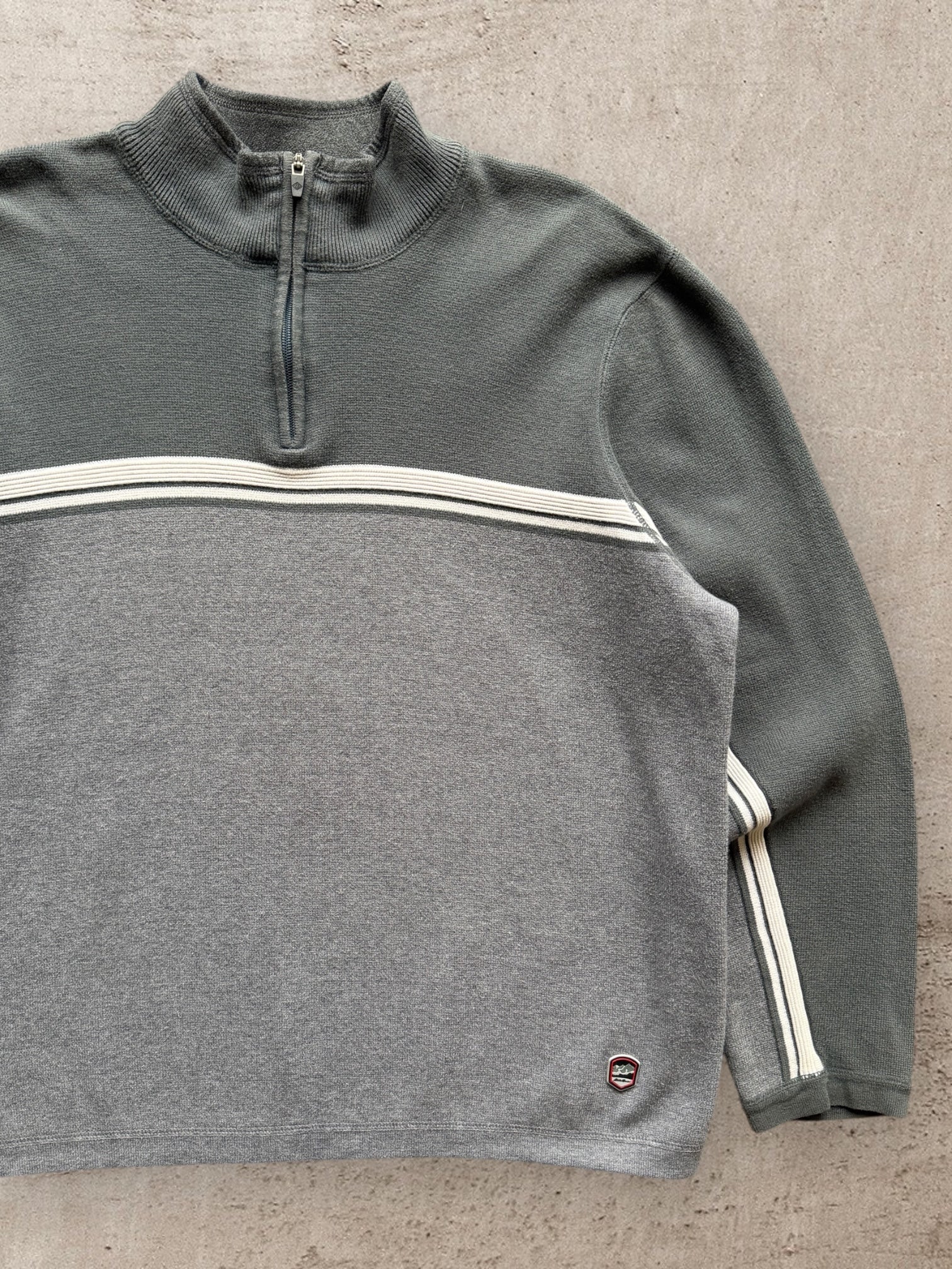 00s Eddie Bauer Striped 1/4 Zip Knit Sweater - XL