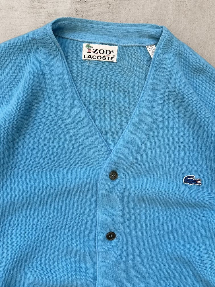 80s Izod & Lacoste Baby Blue Knit Cardigan - Large