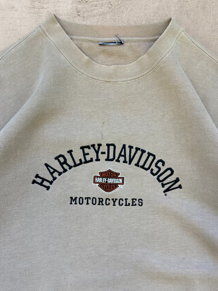 90s Harley Davidson Light Beige Embroidered Crewneck - XXL