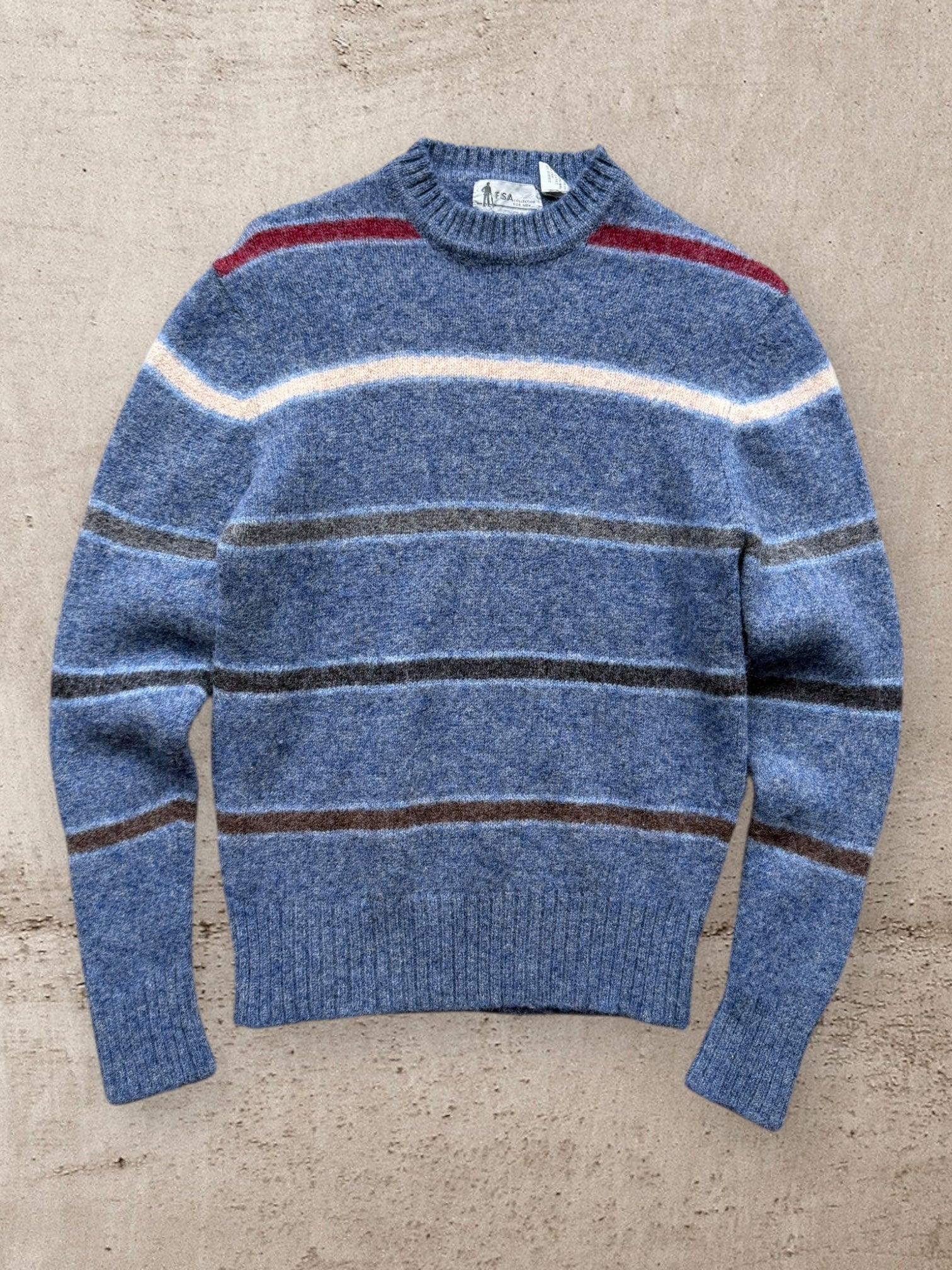 80s FSA Striped Wool Knit Sweater - Small