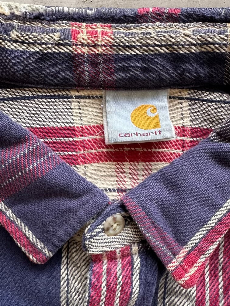 90s Carhartt Distressed Plaid Flannel - XXL