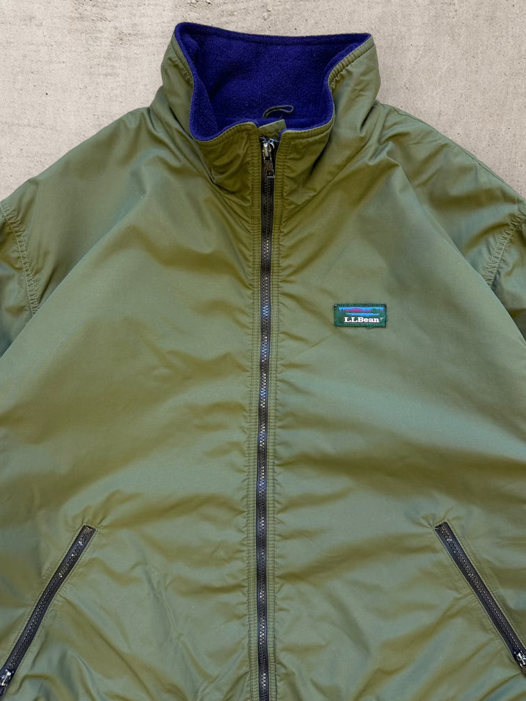 00s L.L Bean Fleece Lined Zip Up Nylon Jacket - XL
