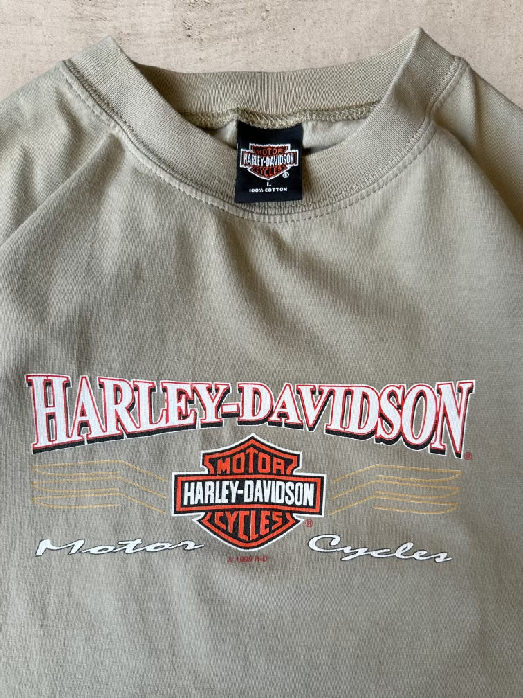 1999 Harley Davidson Big Twin Beige T-Shirt - Large