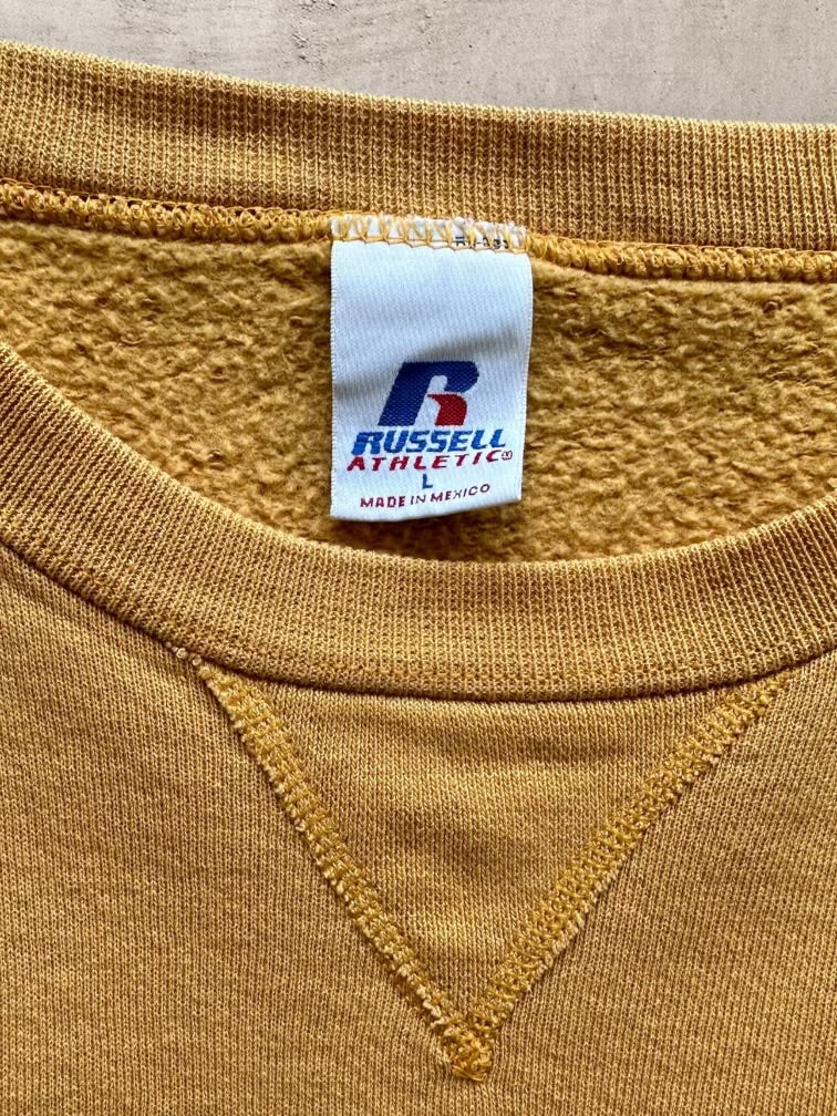 00s Russell Athletic Yellow Crewneck - large