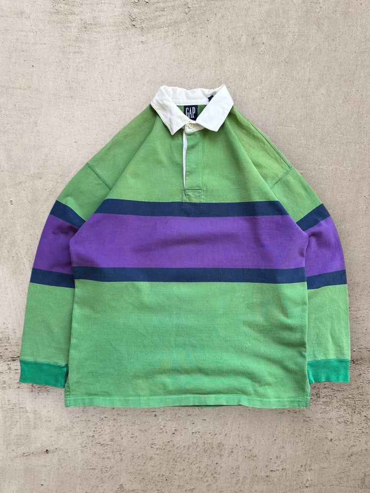 90s Gap Striped Polo Shirt - Large