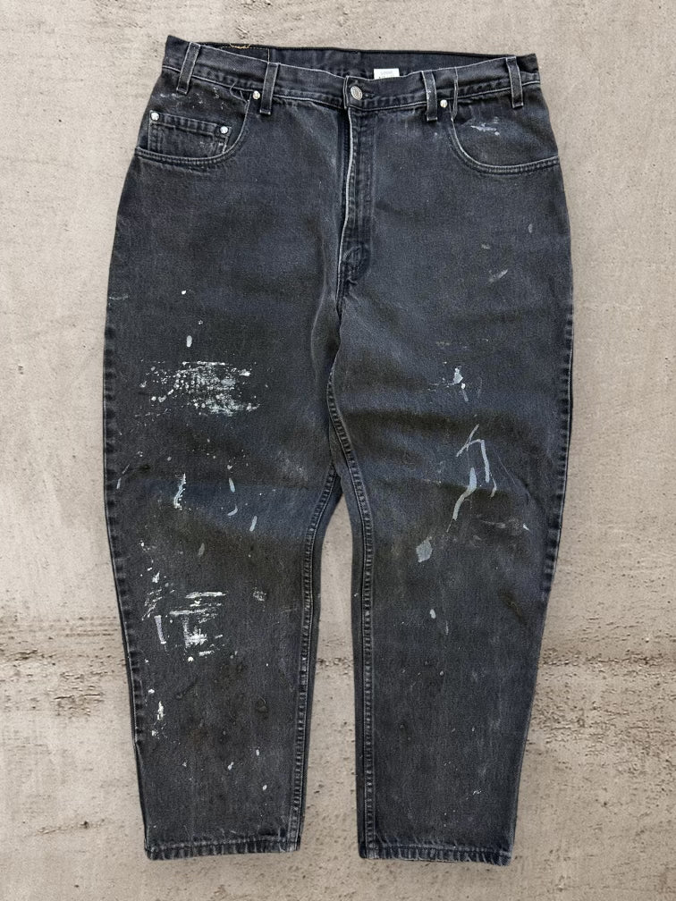 90s Levi’s 545 Paint Splatter Black Denim Jeans - 37x30