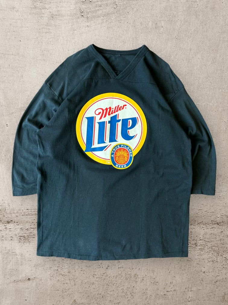 90s Miller Lite Beer 3/4 Sleeve T-Shirt - Xl