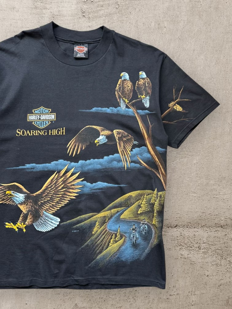 90s Harley Davidson Soaring High AOP Graphic T-Shirt - Large