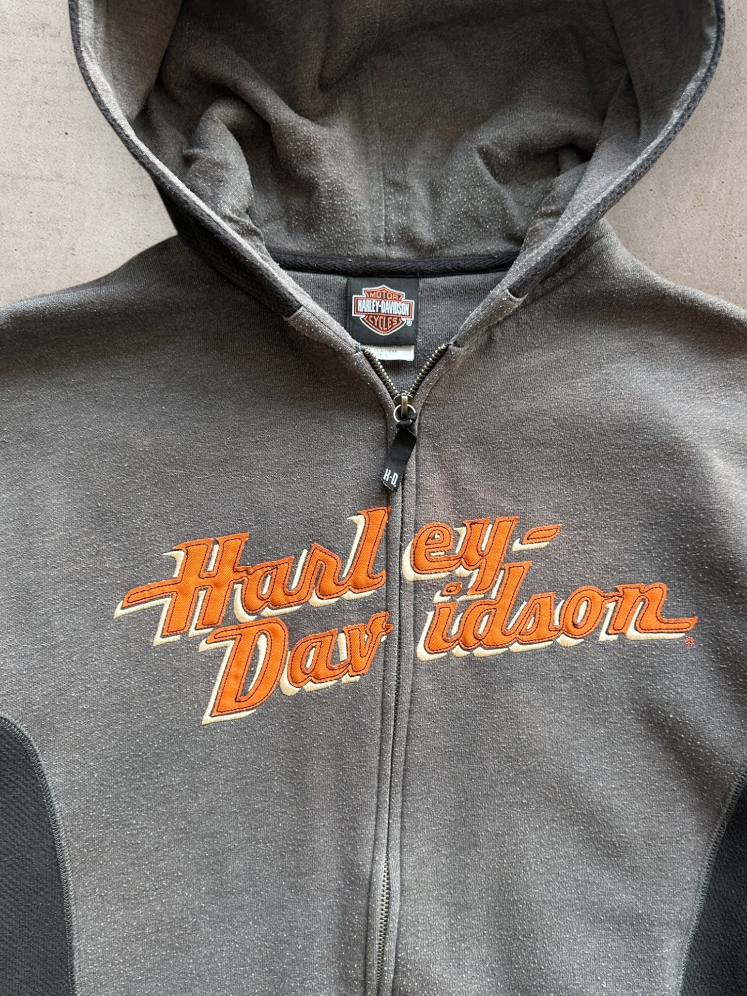 00s Harley Davidson Color Block Zip Up Hoodie - Large