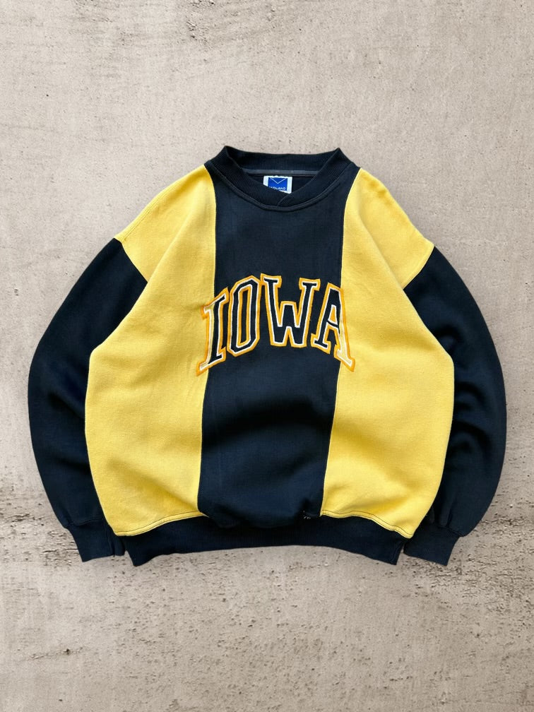 90s Iowa Color Block Embroidered Crewneck - Large