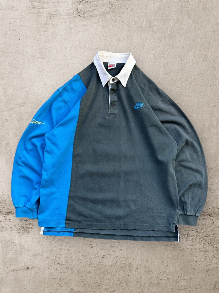 90s Nike Color Block Polo Shirt - Large