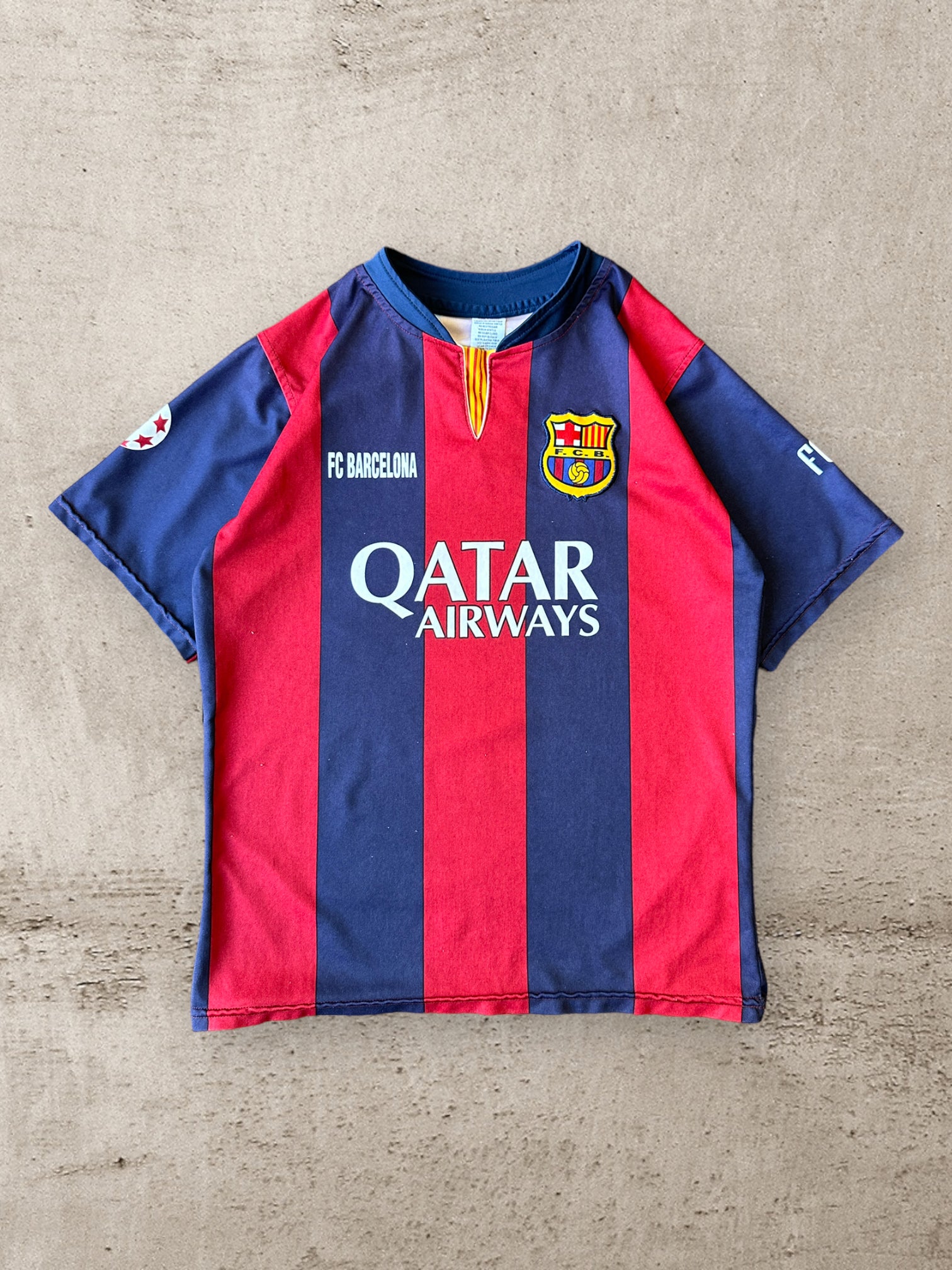00s FC Barcelona Striped Messi Jersey - Medium