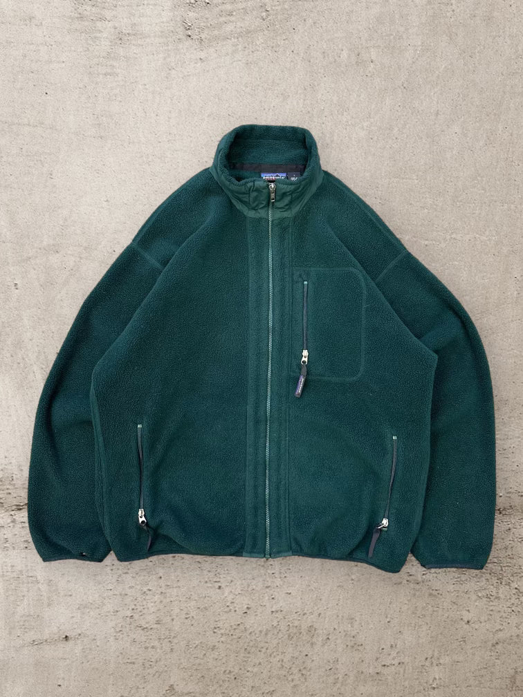 90s Patagonia Forest Green Full Zip Synchilla Fleece - Large