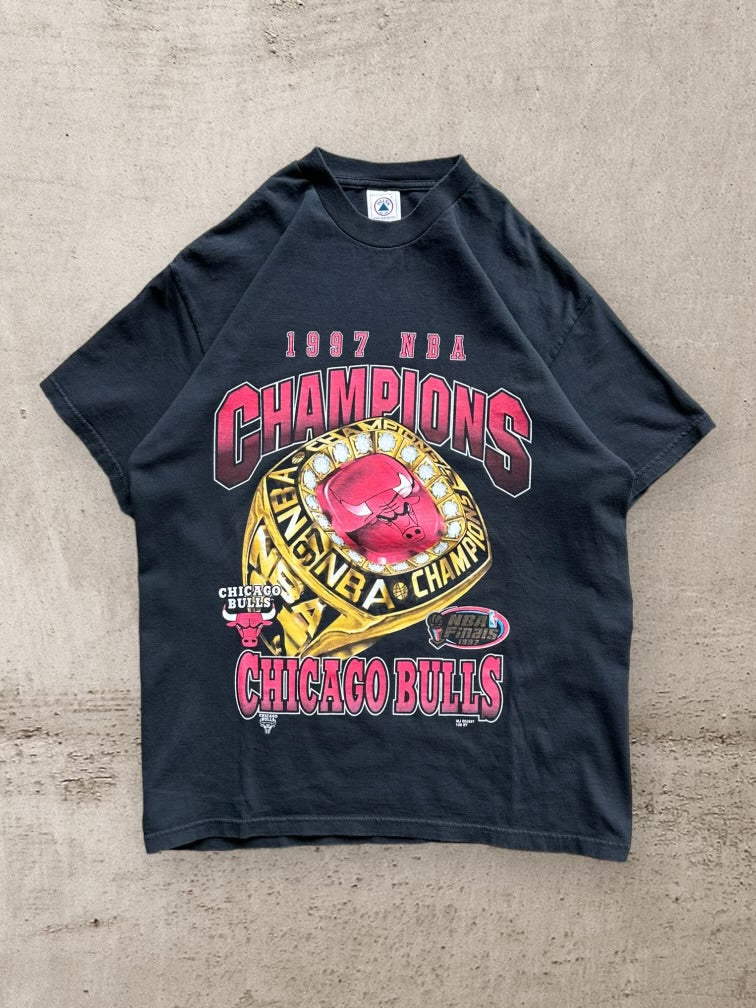 90s Chicago Bulls Champions Ring Graphic T-Shirt - Large