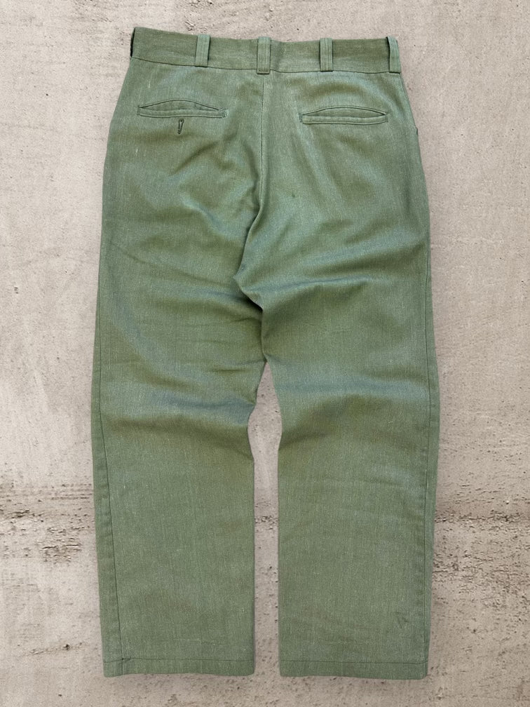 80s Sears Olive Green Trouser Pants - 34x29