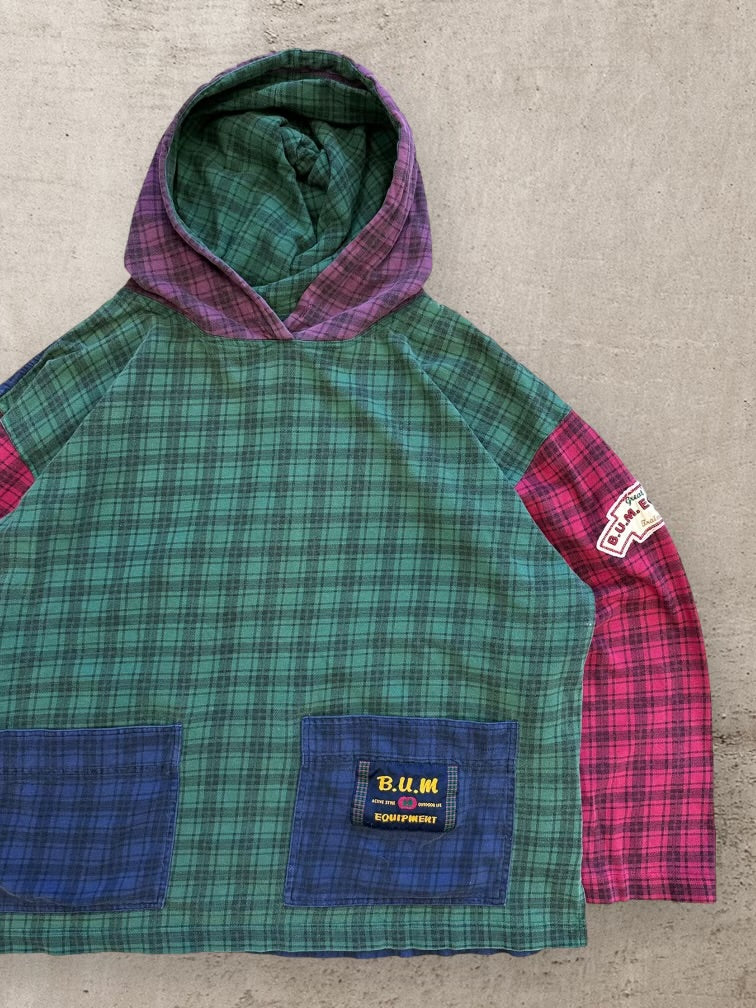 90s Bum Equipment Color Block Plaid Hoodie - XL