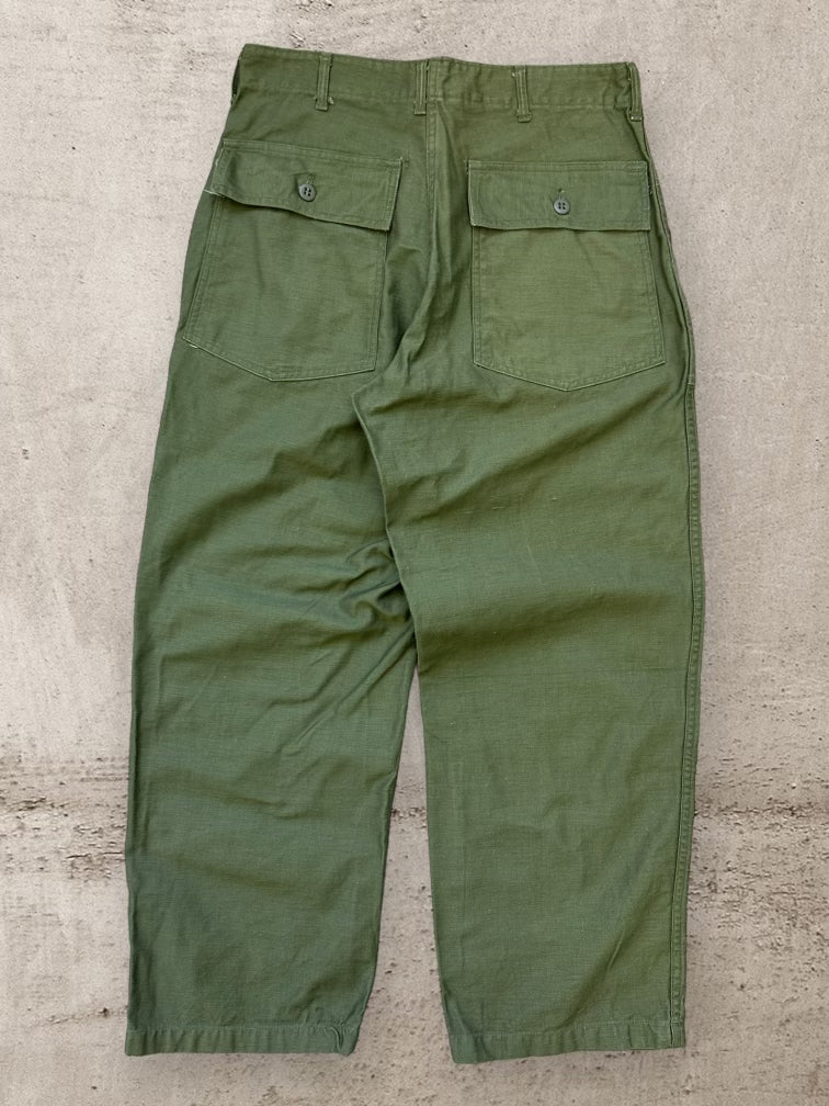 90s OG-107 Olive Green Military Fatigue Pants - 33x28