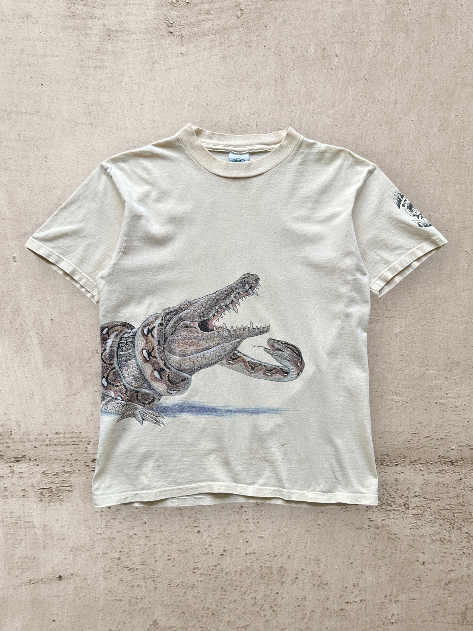 90s Snake vs Alligator Graphic T-Shirt - Small