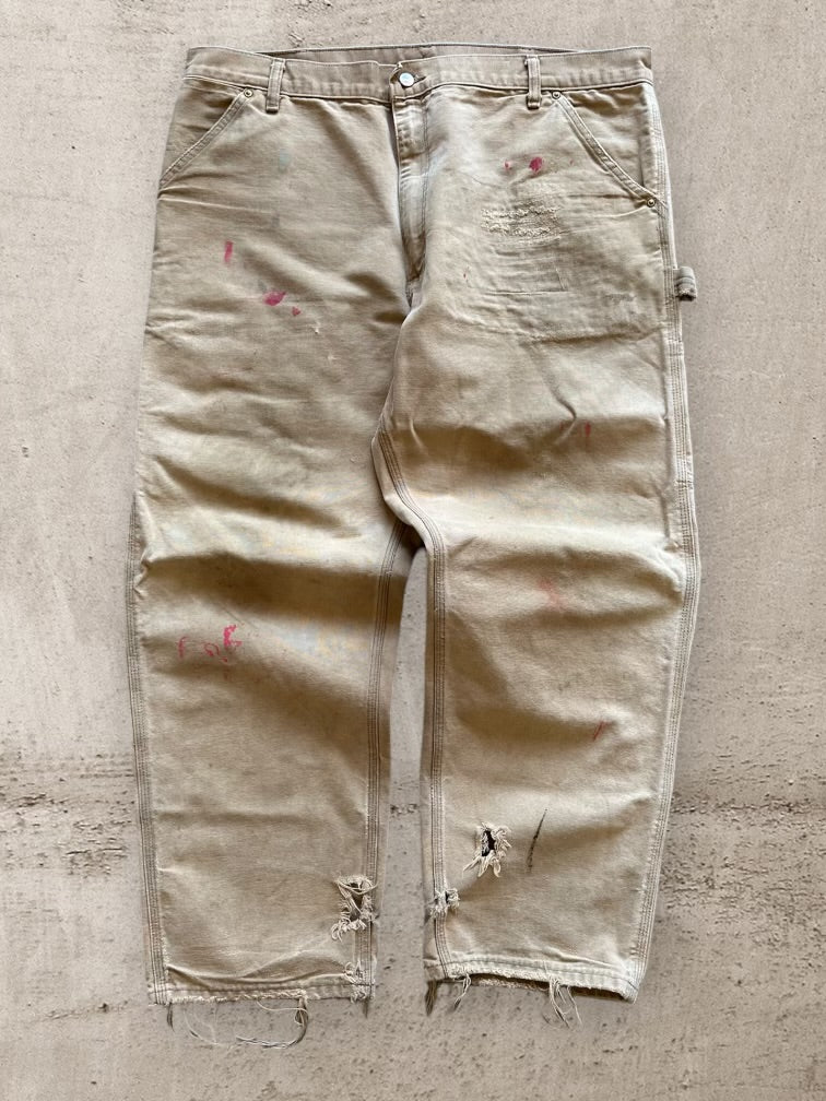 90s Carhartt Distressed Tan Carpenter Pants - 40x29