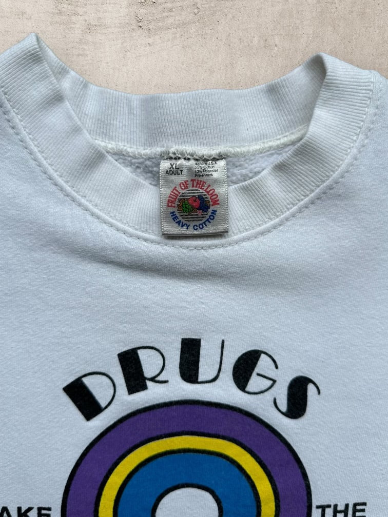 90s Drugs Take The Rainbow Away Graphic Crewneck - XL