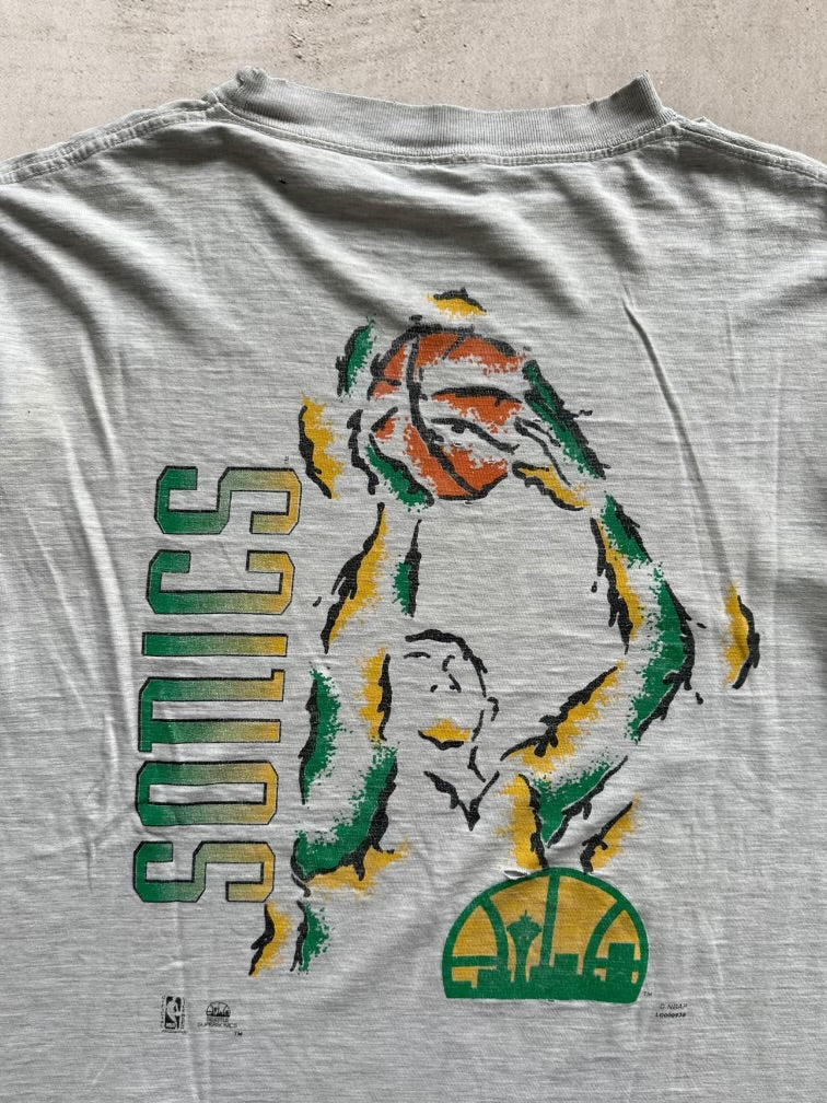 90s Seattle Super Sonics Distressed Graphic T-Shirt - XL