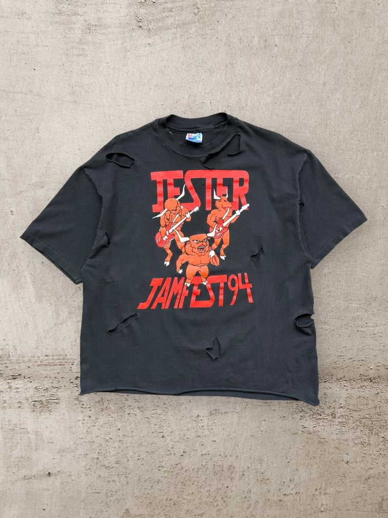 90s Jester Jam Fest Distressed Graphic T-Shirt - XL