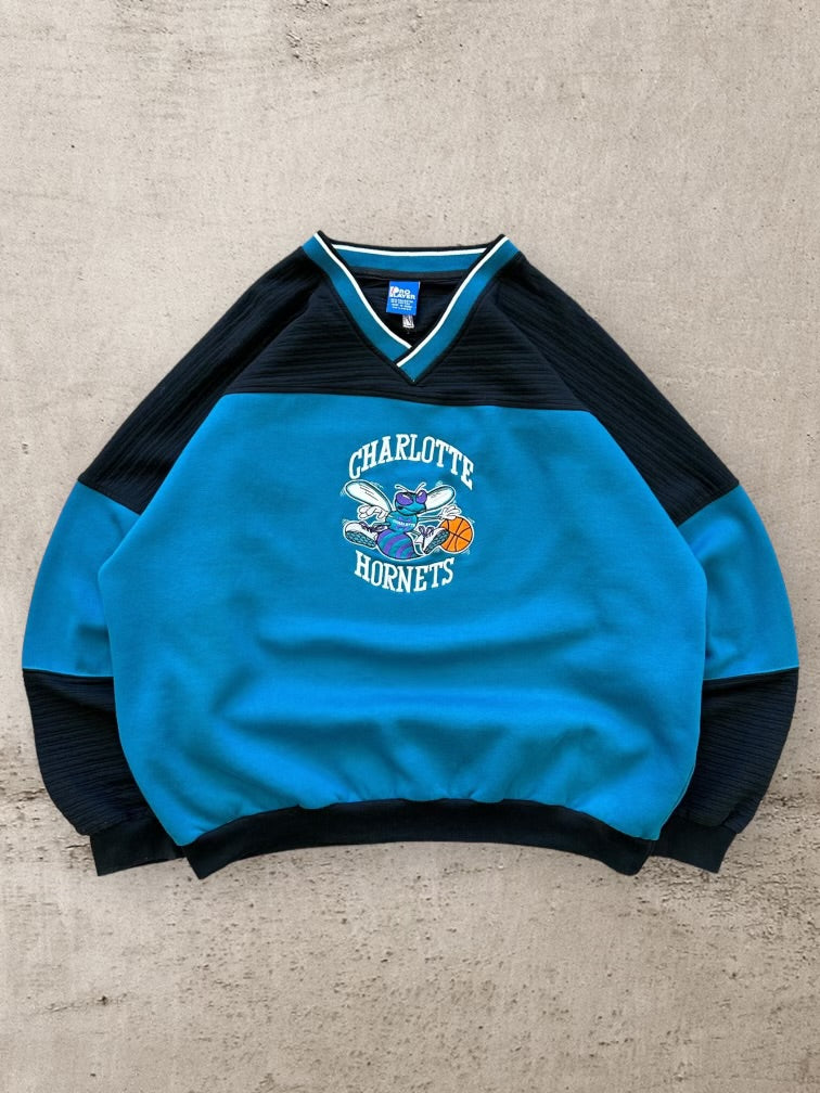 90s ProPlayer Charolette Hornets Color Block Crewneck - XXL